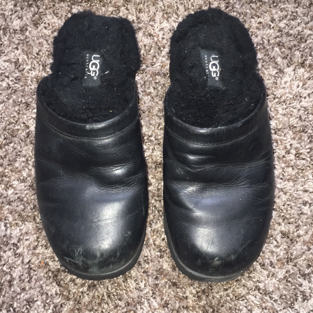 UGG Black Leather Mules